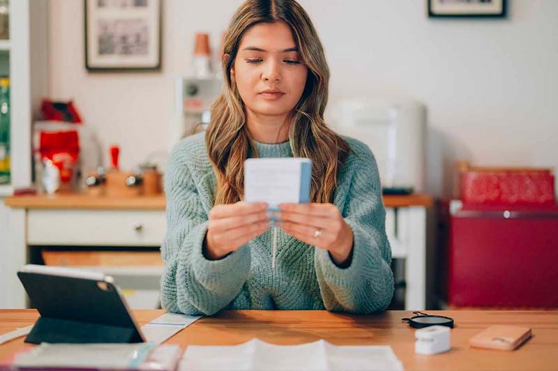 Woman reading instructions