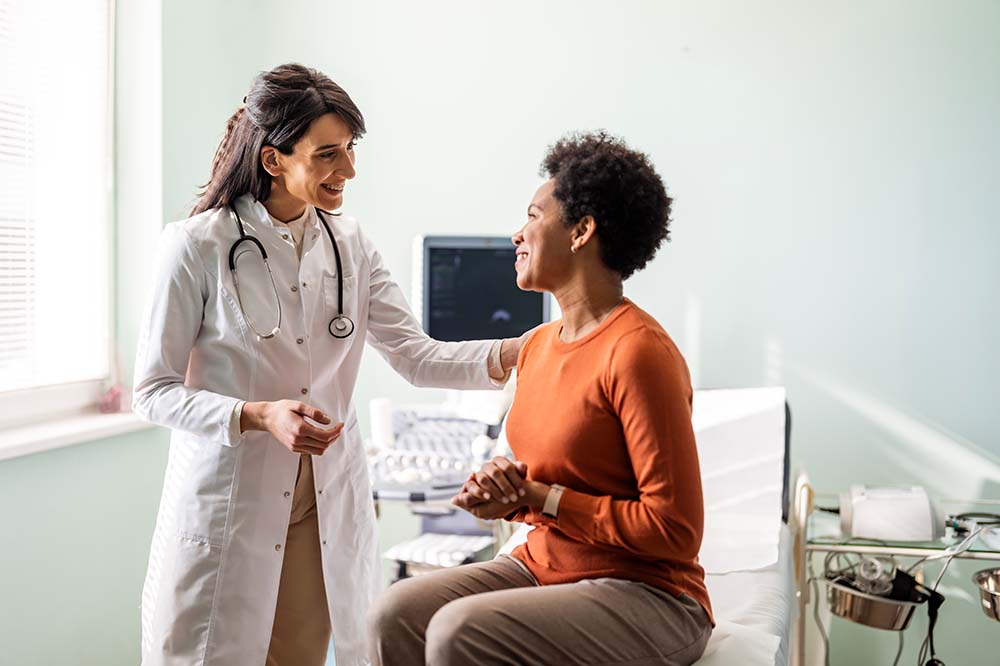 Clinician with patient